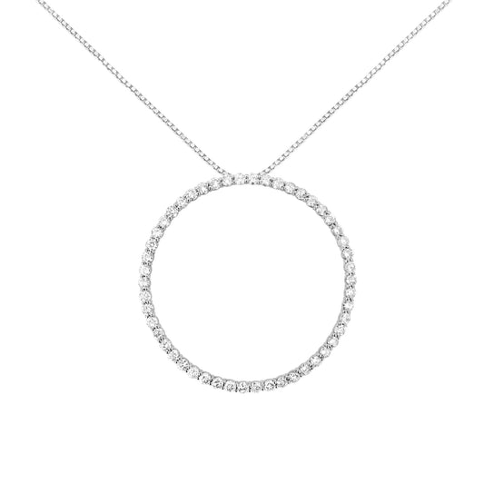 .925 Sterling Silver 4 cttw Prong Set, Round-Cut Diamond Open Circle