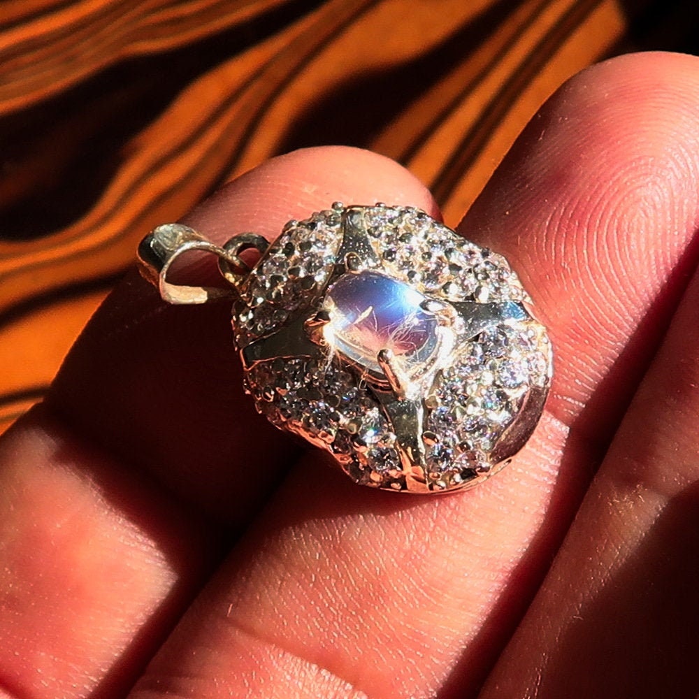 Moonstone Silver Pendant, Sterling Silver Pendant, Gemstone Pendant,